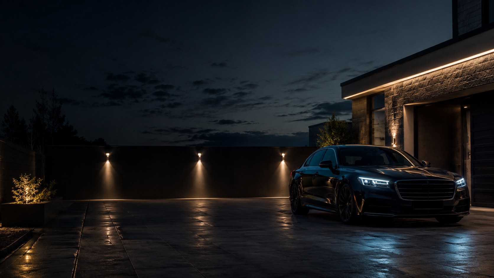 Driveway with car ready for detail