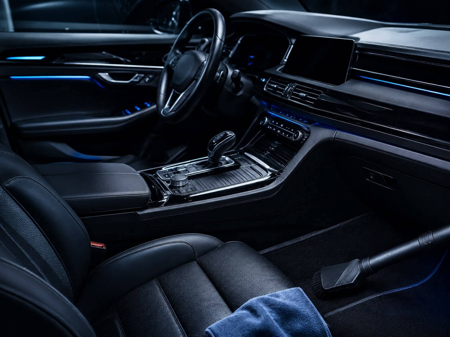 Detailed clean interior of luxury car